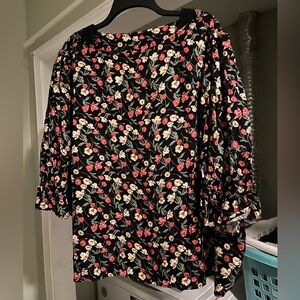 Floral Blouse with Red and White Flowers